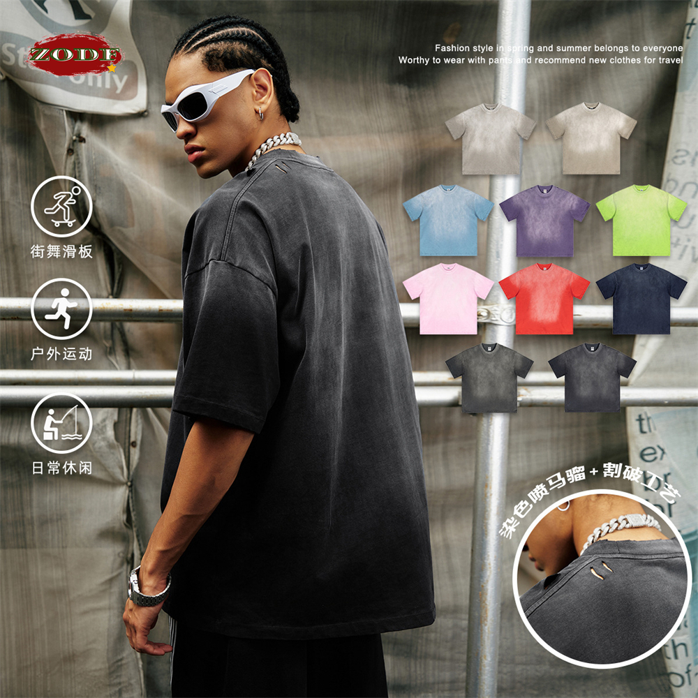Streetwear Brand Marketing - ZODF 2024 Summer Men Washed Gradient