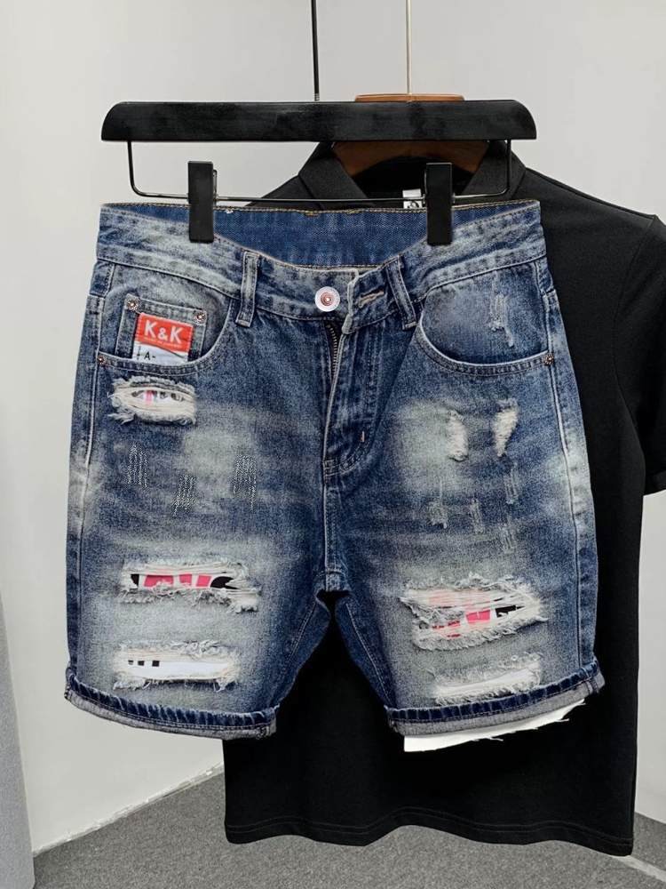 Streetwear Brand - 2026 Summer Ripped Straight Men Denim