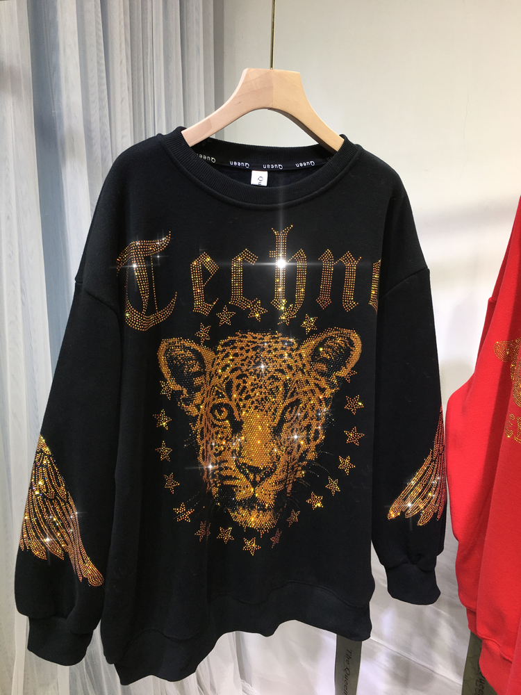Streetwear Brand - Leopard Rhinestones L-4XL Plus Size Blouse