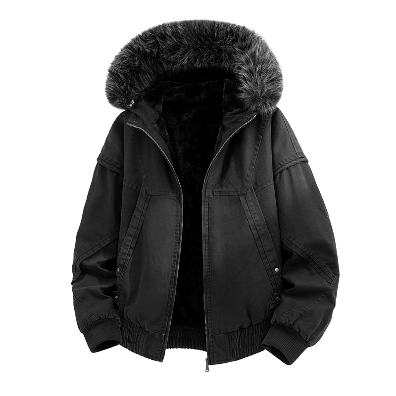 High-end Fur Collar Hooded Par - Streetwear Brand Jacket 리뷰 및 가격