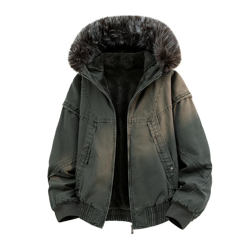 High-end Fur Collar Hooded Par - Streetwear Brand Jacket 리뷰 및 가격