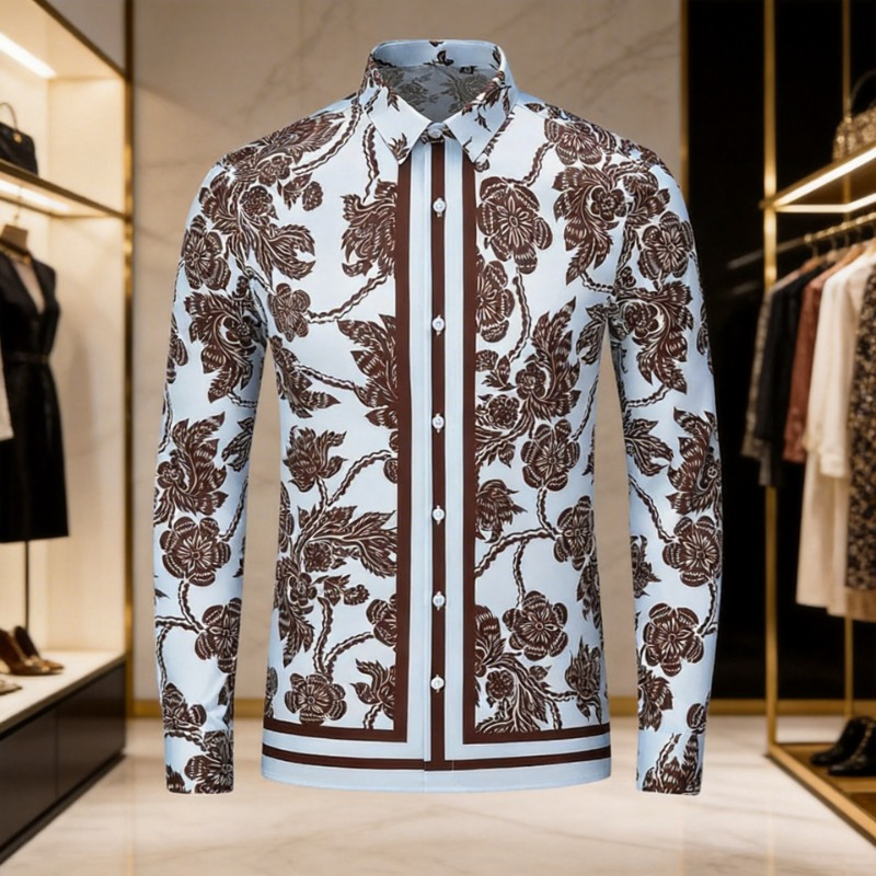 Brand Flower Printed Men's Shi - Streetwear Brand With Flowers 리뷰 및 가격