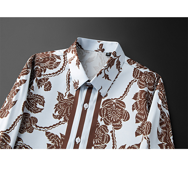 Brand Flower Printed Men's Shi - Streetwear Brand With Flowers 리뷰 및 가격