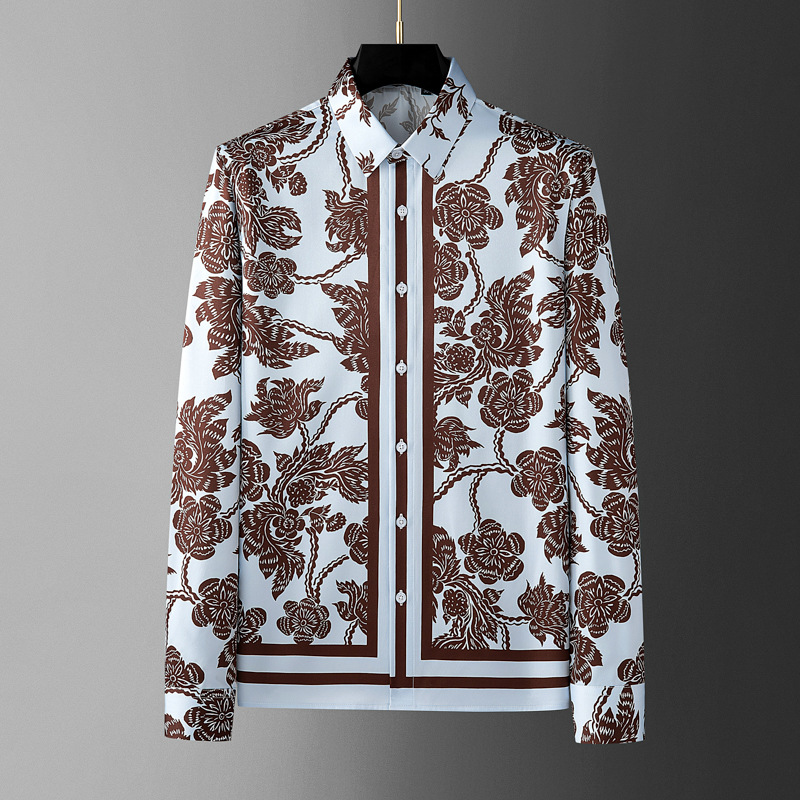 Brand Flower Printed Men's Shi - Streetwear Brand With Flowers 리뷰 및 가격