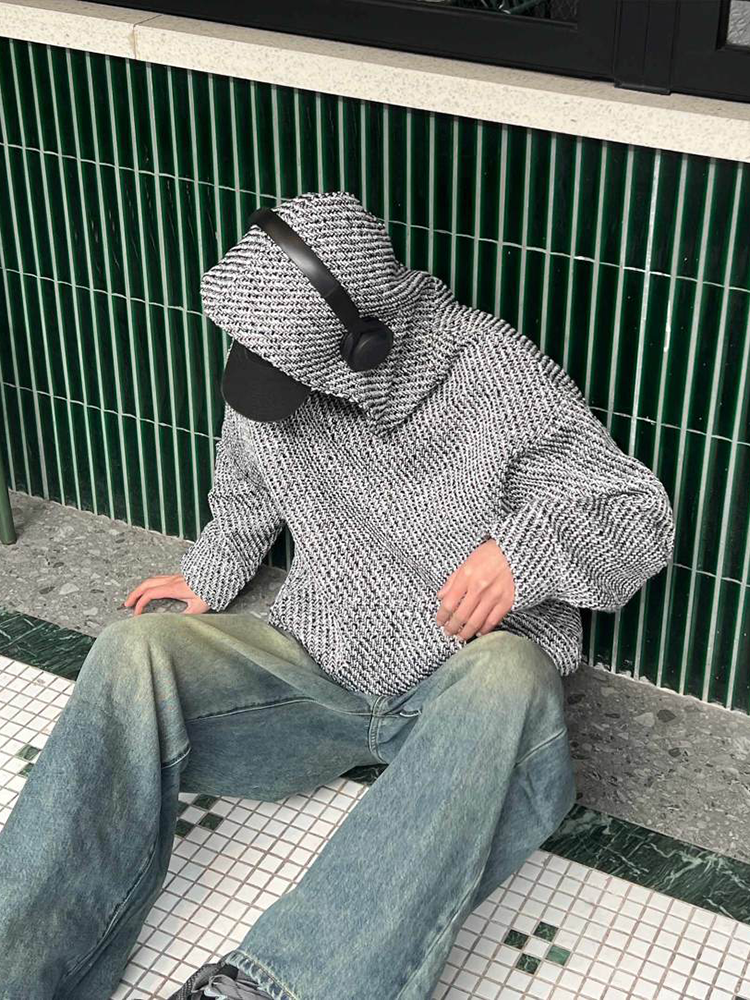 American Retro Knitted Hoodie  - Streetwear Brand With Flowers 리뷰 및 가격