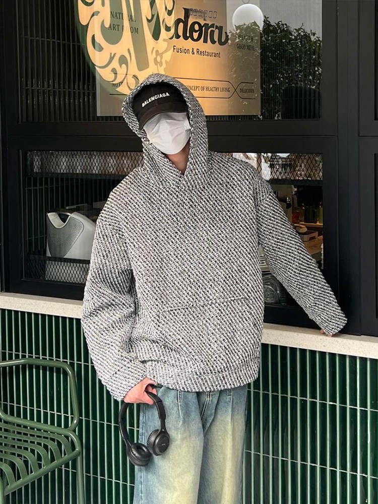 American Retro Knitted Hoodie  - Streetwear Brand With Flowers 리뷰 및 가격