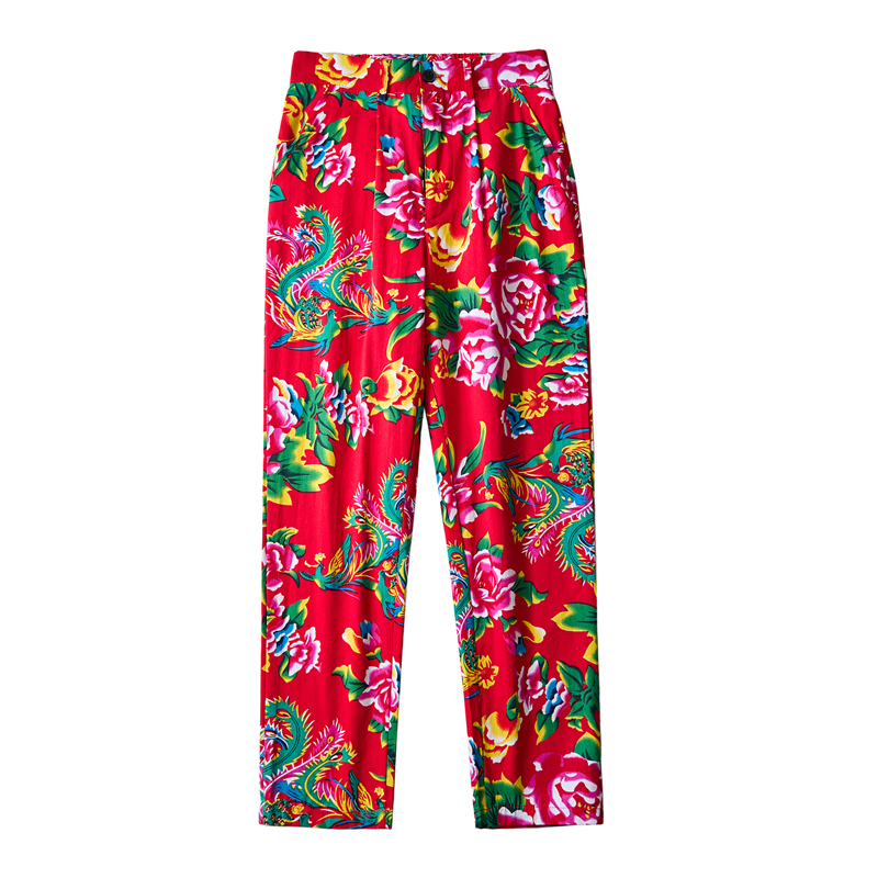 Men Chinese Style Popular Pant - Streetwear Brand With Flowers 리뷰 및 가격