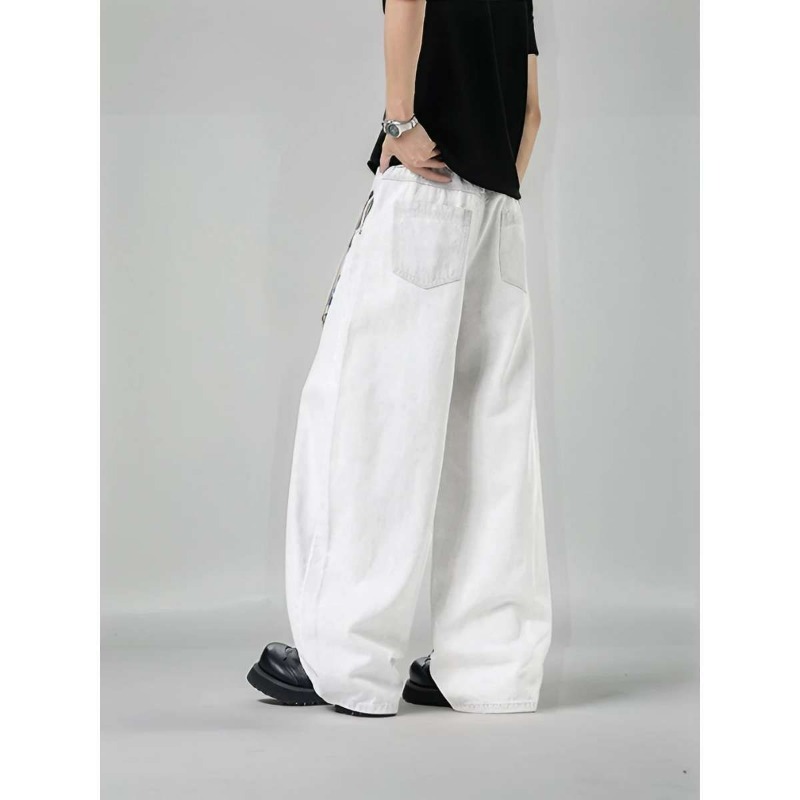 Men's Loose Wide Leg Plaid Pan - Streetwear Brand Marketing 리뷰 및 가격